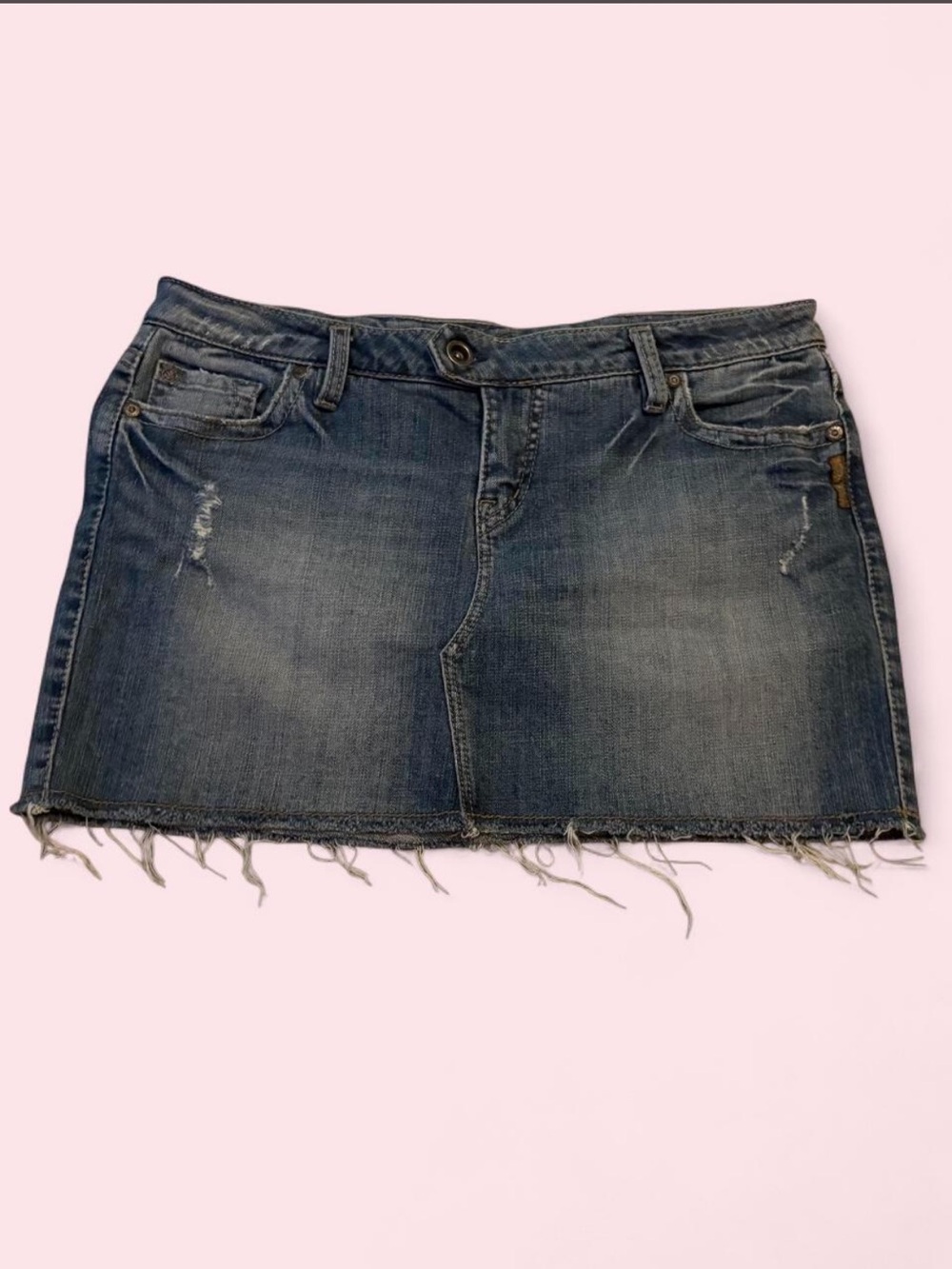 Y2K 2000s Silver Denim Mini Skirt